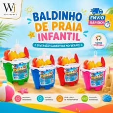 Baldinho de Areia para Praia Infantil Castelinho Kit Brinquedos Pá Garfo Cores Diversas