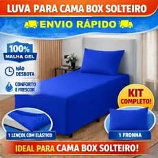 Kit Luva Cama Box Solteiro  Malha Premium  +1 Fronha tipo luva para cama Box conjugado