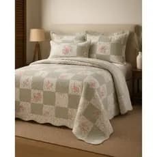 Cobre Leito Casal 3 peças  Sofisticação, Conforto e Elegância para Seu Quarto Tamanho 2,40m x 2,20m