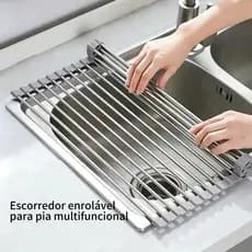 Escorredor enrolável multifuncional para pia de cozinha, organiza sua bancada 35*37cm