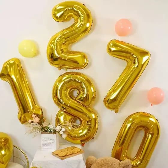 Balão Número Metalizado 0 a 9 Ouro Roxo 40cm Decoração Aniversário Festa Infantil Adulto