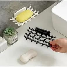 Porta Sabonete de Plástico Autocolante Ventosa Forte Design Malha Secagem Rápida Banheiro Lavabo