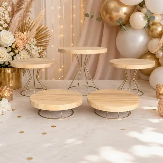5 Kit Boleira Doceira Decoração Festa Ferro Madeira Aniversario Casamento Mdf