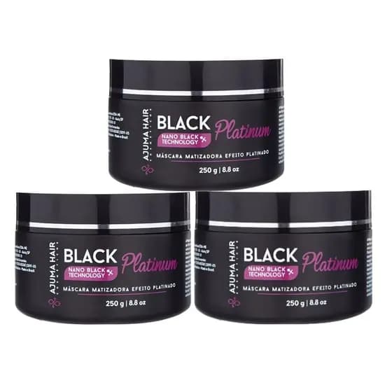 Kit c/ 03 Máscaras Matizadora Black Platinum 250 gr Ajuma Hair