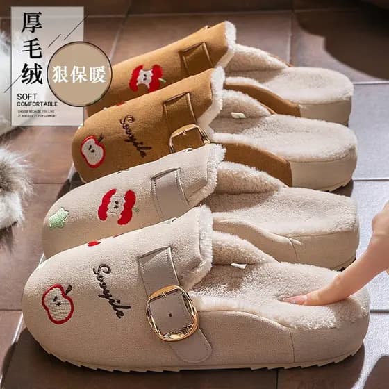 Chinelos de algodão feminino outono inverno interior casa quente antiderrapante sapatos de confinamento silencioso pode