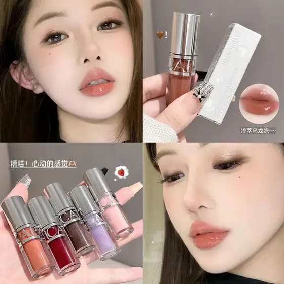 Puro transparente brilho labial feminino hidratante vidro geléia brilho labial brilho de água espelho batom sem Yan luz