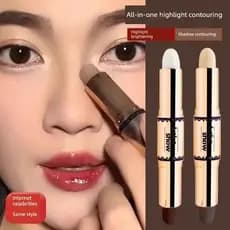 Bastão de contorno de dupla utilização genuíno de duas cabeças destacando tudo-em-um caneta sombra nariz sombra iluminan
