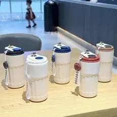 Copo de café de aço inoxidável 316, copo térmico inteligente de dupla camada a vácuo para carro portátil ao ar livre, co