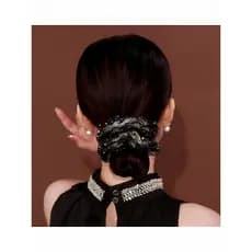 Francês dupla camada Gypsophila Scrunchy anel de cabelo feminino moda All-Match bandana High-End simples elástico acessó