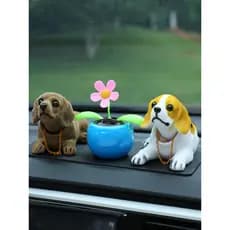 Enfeites de carro balançando cabeça cão energia Solar flor de maçã 2025 novo estilo filhote de cachorro Interior control