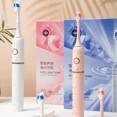 Cuiqin Smart Sonic Escova de Dentes Elétrica Luar Branco Carregamento USB 2 Cabeças de Escova Estilo Masculino Feminino
