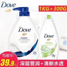 Dove Body Wash Nutritivo Profundo + Hidratante Transparente 1kg + 300g Nutre Profundo Melhora a Textura da Pele