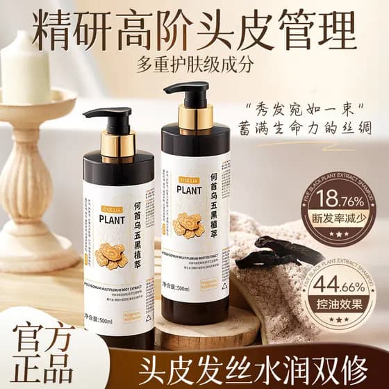 Gulia Polygonum Multiflorum Cypress Leaf Five Black Plant Extract Shampoo Controle de Óleo Anticaspa Shampoo Anticoceira