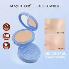 MAYCHEER MAYCHEER Pó prensado fosco delicado sedoso à prova d'água controle de óleo luz maquiagem Nude Natural