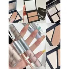 JILLLEEN Paleta de contorno de duas cores, três cores, duas cabeças, líquido iluminador, alto brilho, silhueta fosca, tr
