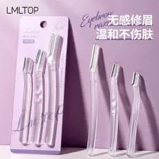 LMLTOP Macro sobrancelha Trimmer 3 peças ferramenta de corte de sobrancelha transparente fosco sobrancelha navalha belez