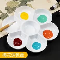 Crianças paleta de pintura imitação porcelana flor ameixa estudante arte aquarela guache acrílico pintura chinesa prato