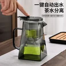 Elegante copo de bule de vidro bolha 2026 novo estilo doméstico resistente ao calor escritório um botão Push-Type chá se