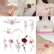 Outro lado flor tatuagem adesivos à prova dwaterproof água feminino simulação de longa duração flor clavícula peito pequ