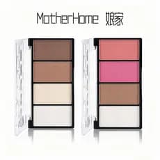Casa da mãe pó de contorno de 4 cores destaque sombra Blush combinação paleta zona T iluminando silhueta monocromática t