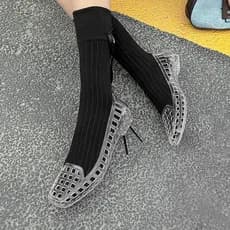 Coreano coreano geléia sapatos boca rasa sapatos de cristal pvc lazer ao ar livre sandálias de dedo do pé quadrado chine