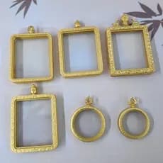 Nova caixa de vidro dupla face tangka Gawu quadrada 4*5 fosco redondo tangka caixa vazia portátil pequeno pingente