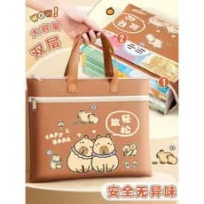 Bolsa de arquivo Kapibara a4 com zíper Bolsa de informações portátil de grande capacidade Bolsa de armazenamento de pape
