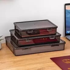 Caixa de armazenamento de papel A4, caixa de armazenamento de papel para impressão de escritório, acrílico, Desktop domé