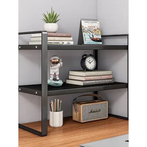 Mesa Multi-camada estante estudante dormitório armazenamento organizador prateleira Desktop ferro arte organizador rack