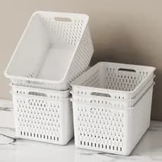 Caixa de armazenamento coberta de plástico, caixa de armazenamento de brinquedos domésticos, cesta de armazenamento de f