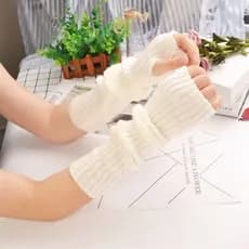 Merad outono inverno estilo coreano All-Match malha meio dedo mangas sem dedos tela de toque luvas de lã feminino cor só