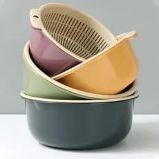 Cesta de lavagem de vegetais de plástico de camada dupla doméstica espessada prato de frutas sala de estar mesa de café