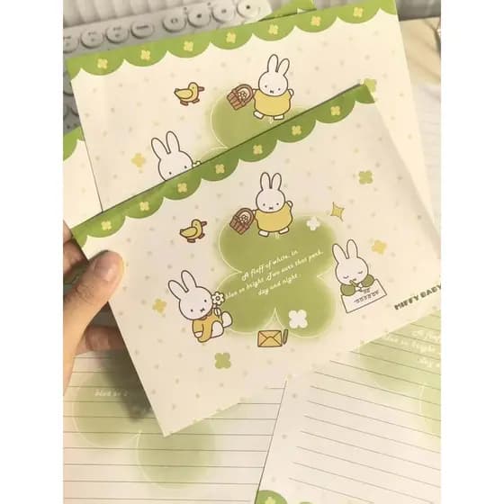 Envelope carta papel dos desenhos animados sorte trevo de quatro folhas Miffy ins criativo carta manuscrita alto valor b