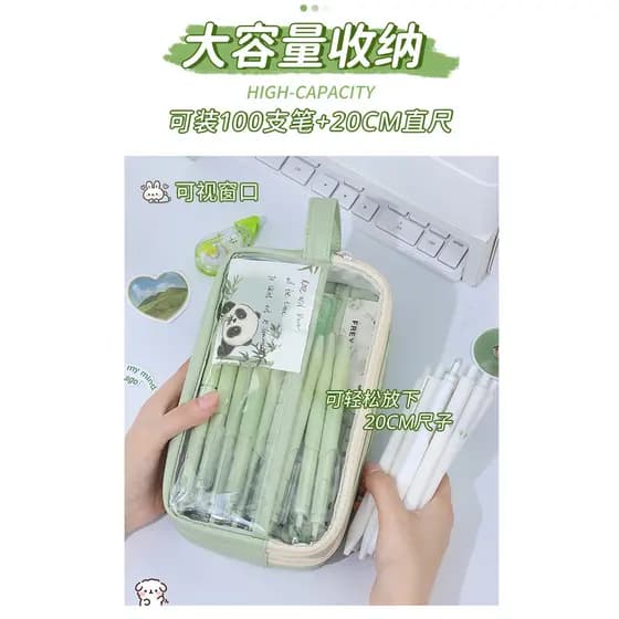 2024 Novo estilo Panda Estojo para lápis Bolsa para dor de três camadas Design de alto valor Nicho ins Estilo Multicamad