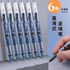 Caneta Roll-On líquida reta Baixue P1500 Porta-canetas com padrão de mármore 0.5 Caneta preta de secagem rápida para uso