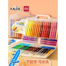 Deli Lápis colorido em bastão, mãos não sujas, 24 cores, lavável, crianças, jardim de infância, pincel dedicado, Pastel