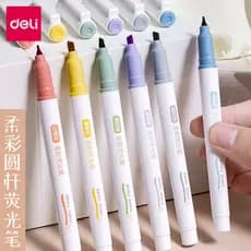 Deli 6 cores Macaron Color Series Light Rouge Highlighter Office Iniciantes Dedicado Haste Redonda Universal Marcador de
