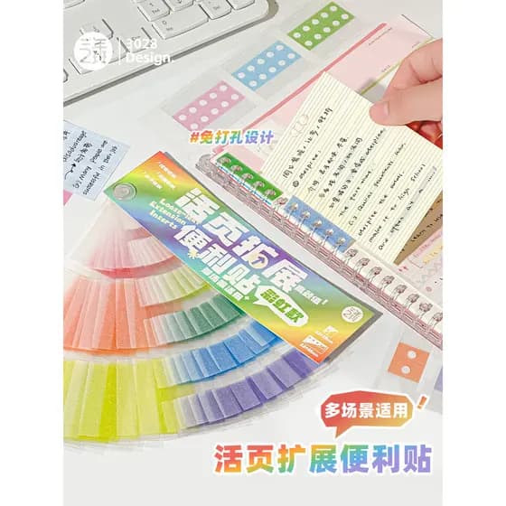 Notas post-it estendidas de folhas soltas de segunda classe de três anos de alta aparência estilo ins rasgável pegajoso