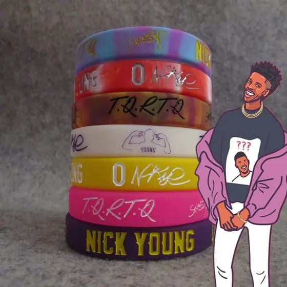Basquete Star Lakers No. 0 Nick Yangta Fortemente Deixe Ele Forte Assinatura Pulseira Esportiva Silicone Pulseira Lumino