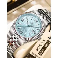 2025 novo estilo Ruizhiyuan gelo azul relógio masculino marca genuíno negócios High-End diário luminoso à prova dwaterpr