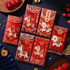 Estilo Bordado Tridimensional Criativo Ano do Cavalo Envelope Vermelho Estilo Chinês Ano do Cavalo 2026 Véspera de Ano N