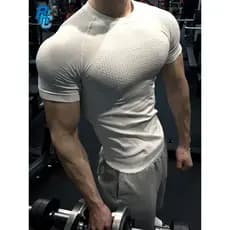 BKCXZICE Icebreaker 2026 Novo estilo sem costura Jacquard camiseta esportiva Skinny de manga curta Fitness Top protetor