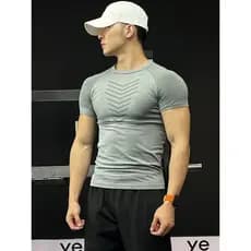 SMVP Sem Costura Jacquard Americano Fitness Manga Curta Sensação Fresca Secagem Rápida Forte Fechamento Camiseta Esporti