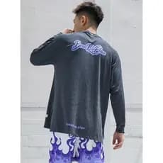 Bkcxzice Icebreaker basquete manga comprida tiro terno solto Fitness esportes camiseta masculina estilo americano de sec