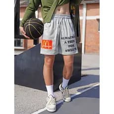McDonald's Shorts esportivos masculinos casuais calças cortadas de secagem rápida treinamento correndo calças verão solt