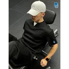 Gelo quebra Waffle esportes camiseta masculina americano falso de duas peças de Fitness de manga curta simples cor sólid