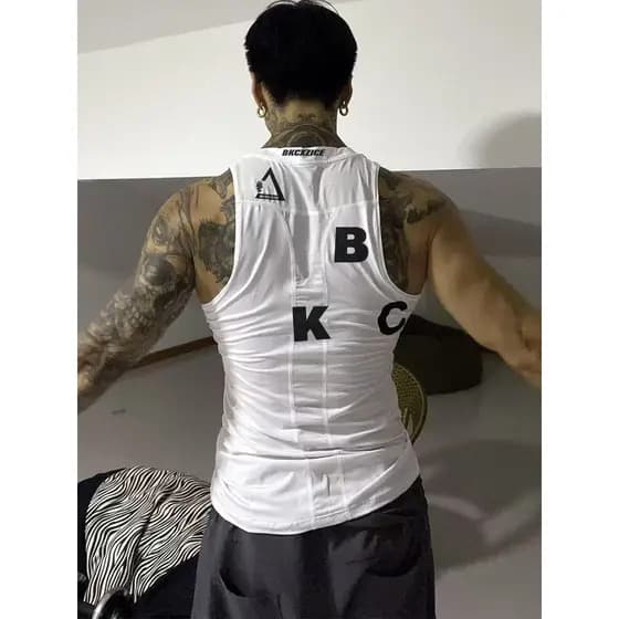 BKCXZICE Icebreaker americano Retro colete de Fitness masculino ao ar livre sem mangas magro esportes camiseta ciclismo