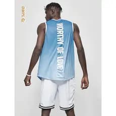 Colete de basquete gradiente masculino correndo de secagem rápida esportes sem mangas na moda solto Casual colete treina