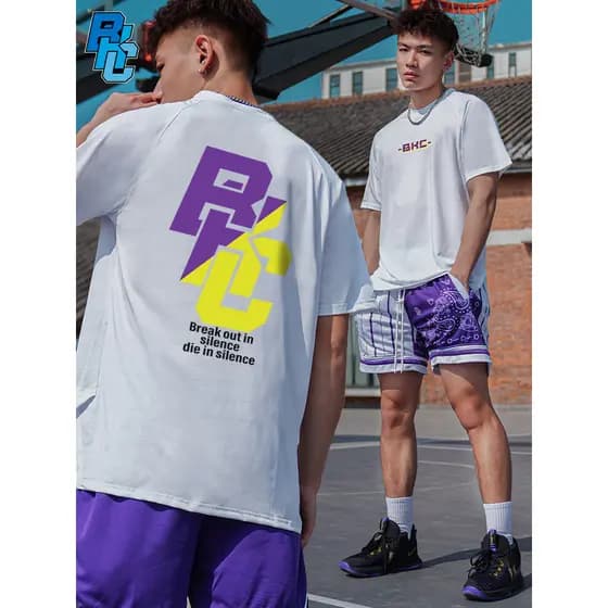 Breakice Team Color Matching American Basketball Manga Curta Treinamento Masculino Uniforme de Tiro Verão Respirável Fit