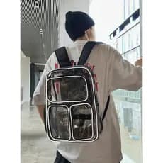 Mochila masculina 2025 novo estilo Street Wear moda transparente grande capacidade mochila Commuter saco único estudante